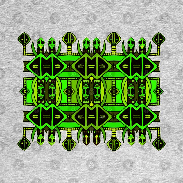 African Symbolic Design in Greens - "The Knowledge of Tradition" by Tony Cisse Art Originals